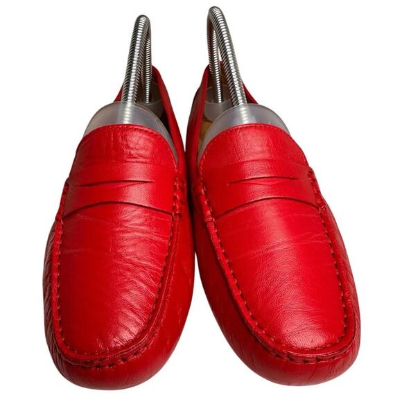Flag Ltd Morgan Red Leather Square Toe Penny Loafer Driving Moc Women Sz 8 Prep - Picture 6 of 11